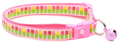 Colorful Tulips Breakaway Cat Collar - FurrrBabies & More! - Light Pink - Cat Collar