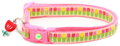 Colorful Tulips Breakaway Cat Collar - FurrrBabies & More! - Cream - Cat Collar