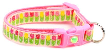 Colorful Tulips Breakaway Cat Collar - FurrrBabies & More! - Cream - Cat Collar