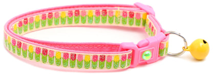Colorful Tulips Breakaway Cat Collar - FurrrBabies & More! - Cream - Cat Collar