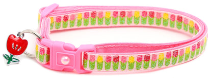 Colorful Tulips Breakaway Cat Collar - FurrrBabies & More! - Light Pink - Cat Collar