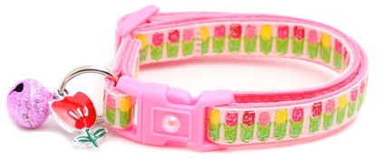 Colorful Tulips Breakaway Cat Collar - FurrrBabies & More! - Light Pink - Cat Collar