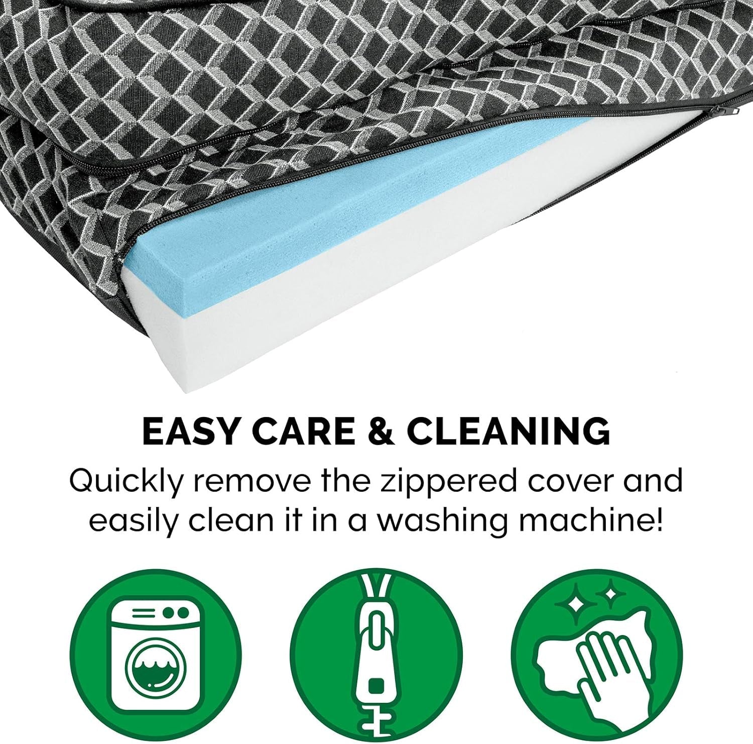 Cooling Gel Dog Bed for Large Dogs W/ Removable Bolsters & Washable Cover, for Dogs up to 125 Lbs - Plush & Woven Decor Comfy Couch Sofa - Diamond Gray, Jumbo Plus/Xxl - FurrrBabies & More! - 7445030844843