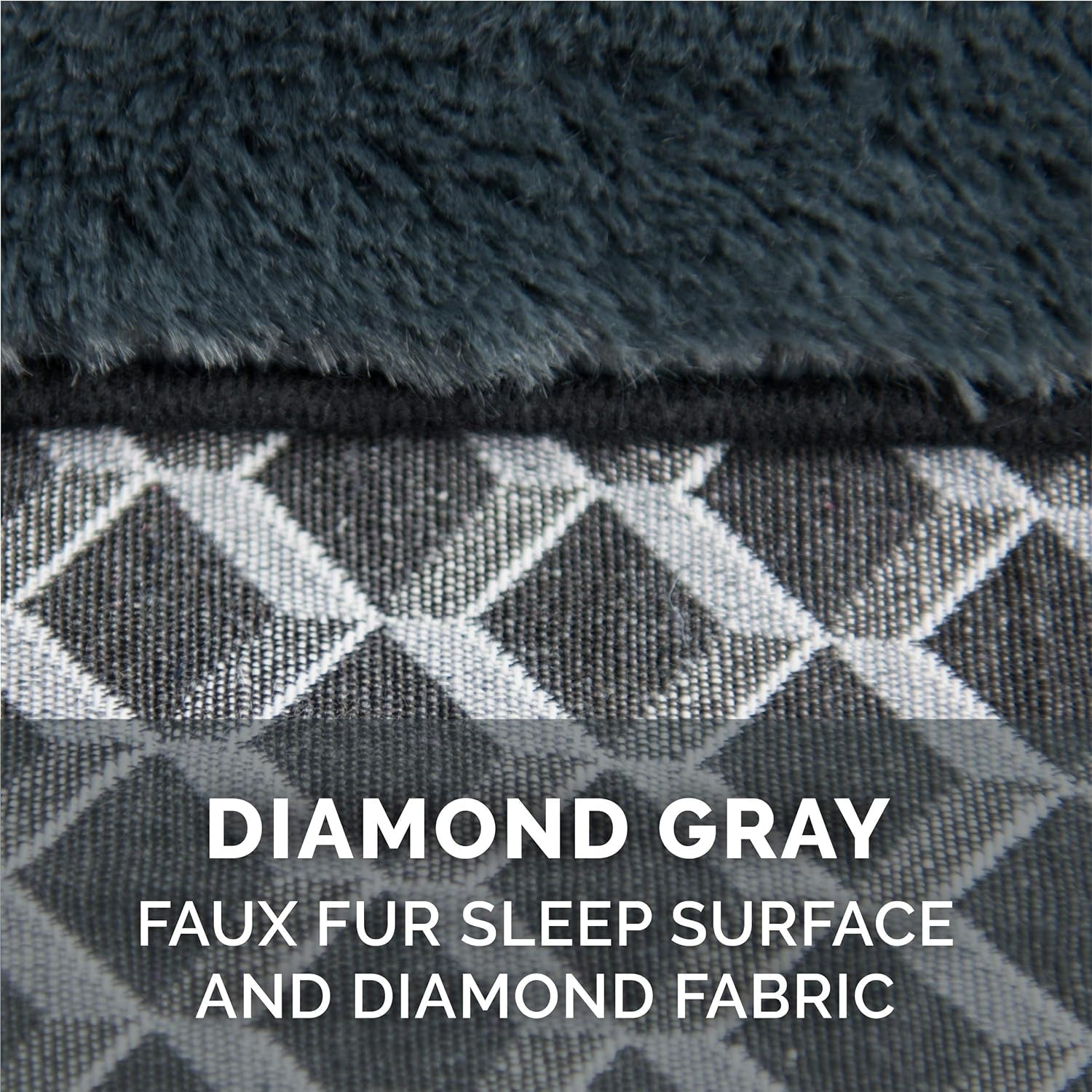Cooling Gel Dog Bed for Large Dogs W/ Removable Bolsters & Washable Cover, for Dogs up to 125 Lbs - Plush & Woven Decor Comfy Couch Sofa - Diamond Gray, Jumbo Plus/Xxl - FurrrBabies & More! - 7445030844843