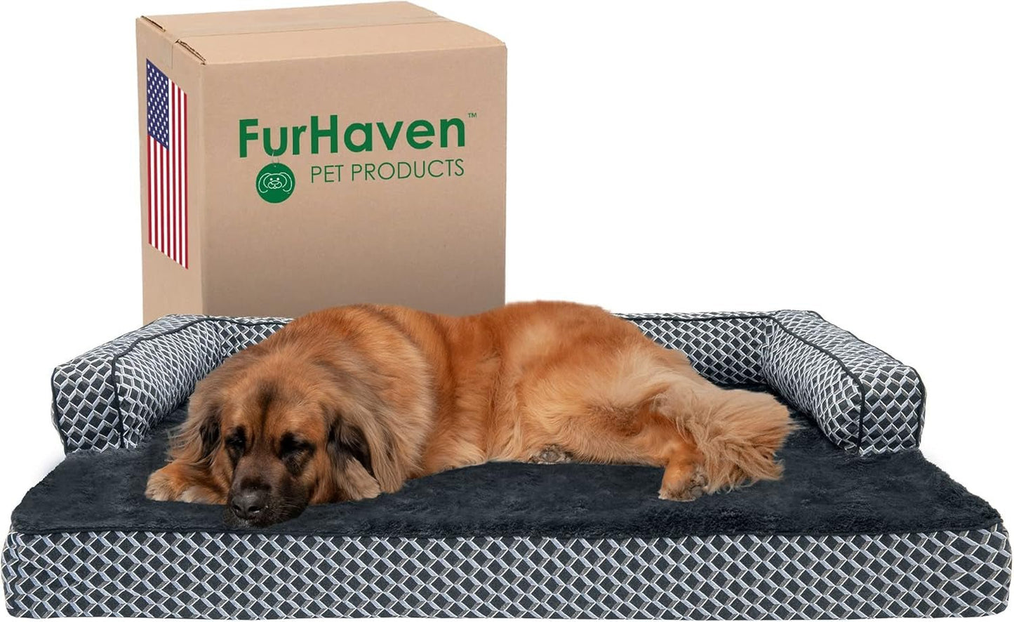 Cooling Gel Dog Bed for Large Dogs W/ Removable Bolsters & Washable Cover, for Dogs up to 125 Lbs - Plush & Woven Decor Comfy Couch Sofa - Diamond Gray, Jumbo Plus/Xxl - FurrrBabies & More! - 7445030844843