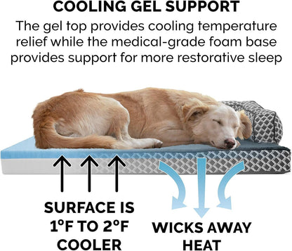 Cooling Gel Dog Bed for Large Dogs W/ Removable Bolsters & Washable Cover, for Dogs up to 125 Lbs - Plush & Woven Decor Comfy Couch Sofa - Diamond Gray, Jumbo Plus/Xxl - FurrrBabies & More! - 7445030844843