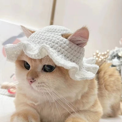 Cute Refined Cat Hat Elastic Autumn Winter Pet Hat Puppy Kittens Knitted Hat Party Photo Shoot Props Decoration Cat Accessories - FurrrBabies & More! - 313099651658