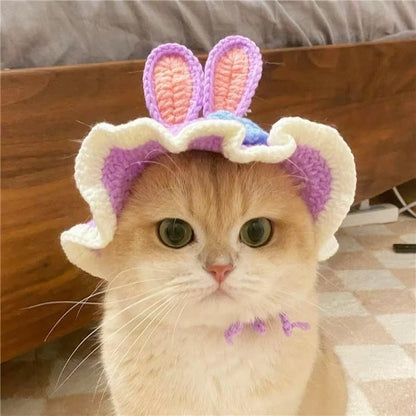 Cute Refined Cat Hat Elastic Autumn Winter Pet Hat Puppy Kittens Knitted Hat Party Photo Shoot Props Decoration Cat Accessories - FurrrBabies & More! - 313040514544