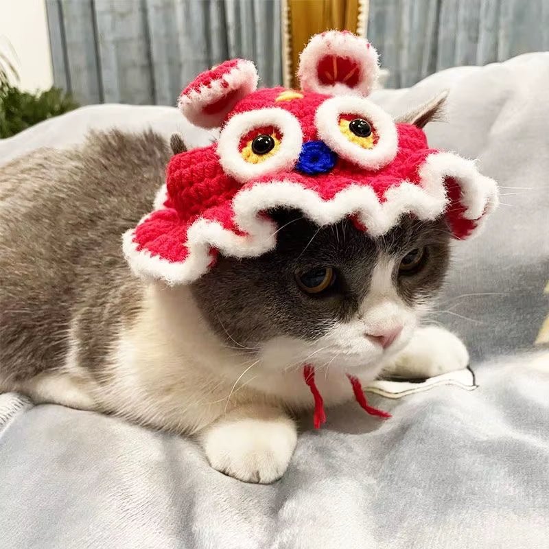 Cute Refined Cat Hat Elastic Autumn Winter Pet Hat Puppy Kittens Knitted Hat Party Photo Shoot Props Decoration Cat Accessories - FurrrBabies & More! - 313112558513