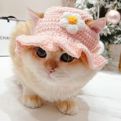 Cute Refined Cat Hat Elastic Autumn Winter Pet Hat Puppy Kittens Knitted Hat Party Photo Shoot Props Decoration Cat Accessories - FurrrBabies & More! - 711181469059