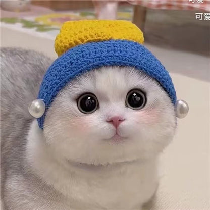Cute Refined Cat Hat Elastic Autumn Winter Pet Hat Puppy Kittens Knitted Hat Party Photo Shoot Props Decoration Cat Accessories - FurrrBabies & More! - 313099651658