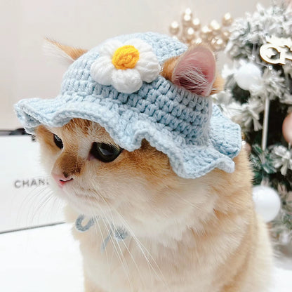 Cute Refined Cat Hat Elastic Autumn Winter Pet Hat Puppy Kittens Knitted Hat Party Photo Shoot Props Decoration Cat Accessories - FurrrBabies & More! - 313095333343