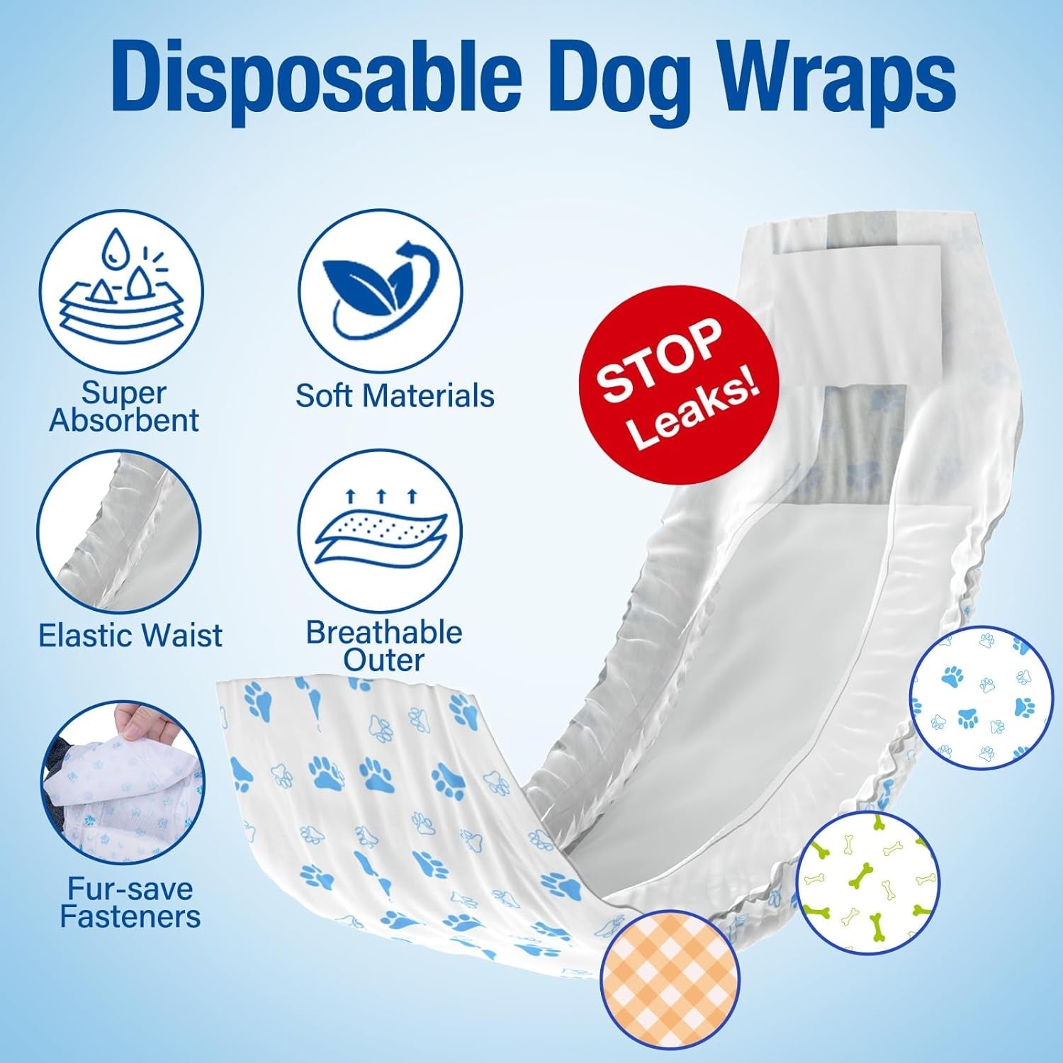 Disposable Male Dog Wraps - Dog Diapers for Male Dogs, Puppy Diapers 12Pcs Small - FurrrBabies & More! - 711181067378