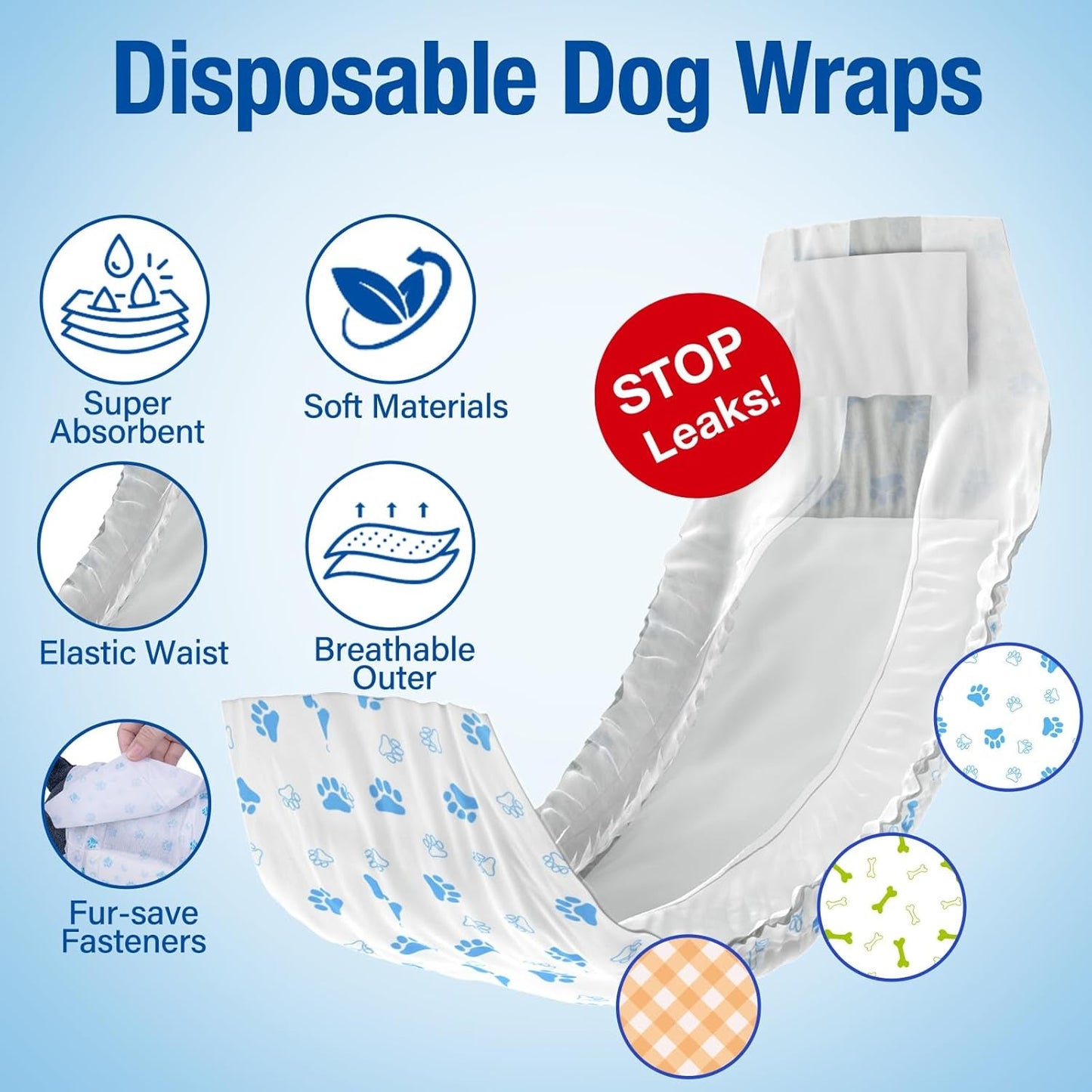 Disposable Male Wrap Dog Diaper,12Pcs,Xs - FurrrBabies & More! - 313028544532