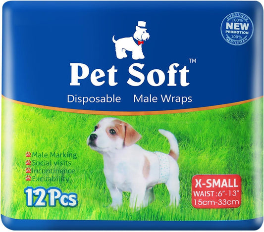 Disposable Male Wrap Dog Diaper,12Pcs,Xs - FurrrBabies & More! - 313028544532