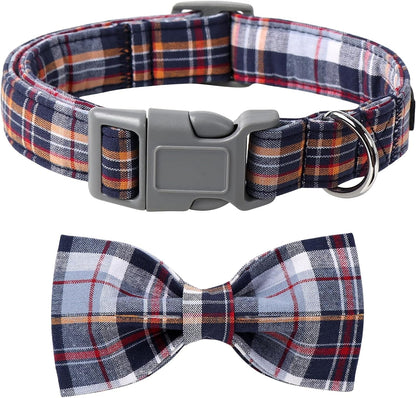 Dog and Cat Collar with Bowtie Grid Collar Plastic Buckle Light Adjustable Collars for Small Medium Large Dogs - FurrrBabies & More! - 313053767746
