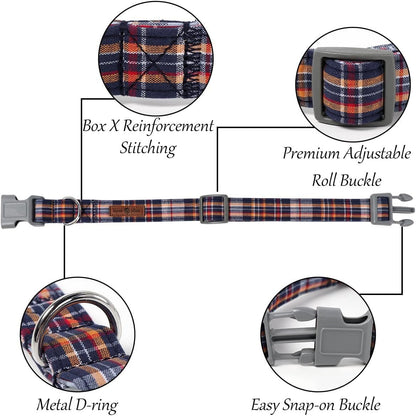 Dog and Cat Collar with Bowtie Grid Collar Plastic Buckle Light Adjustable Collars for Small Medium Large Dogs - FurrrBabies & More! - 313053767746