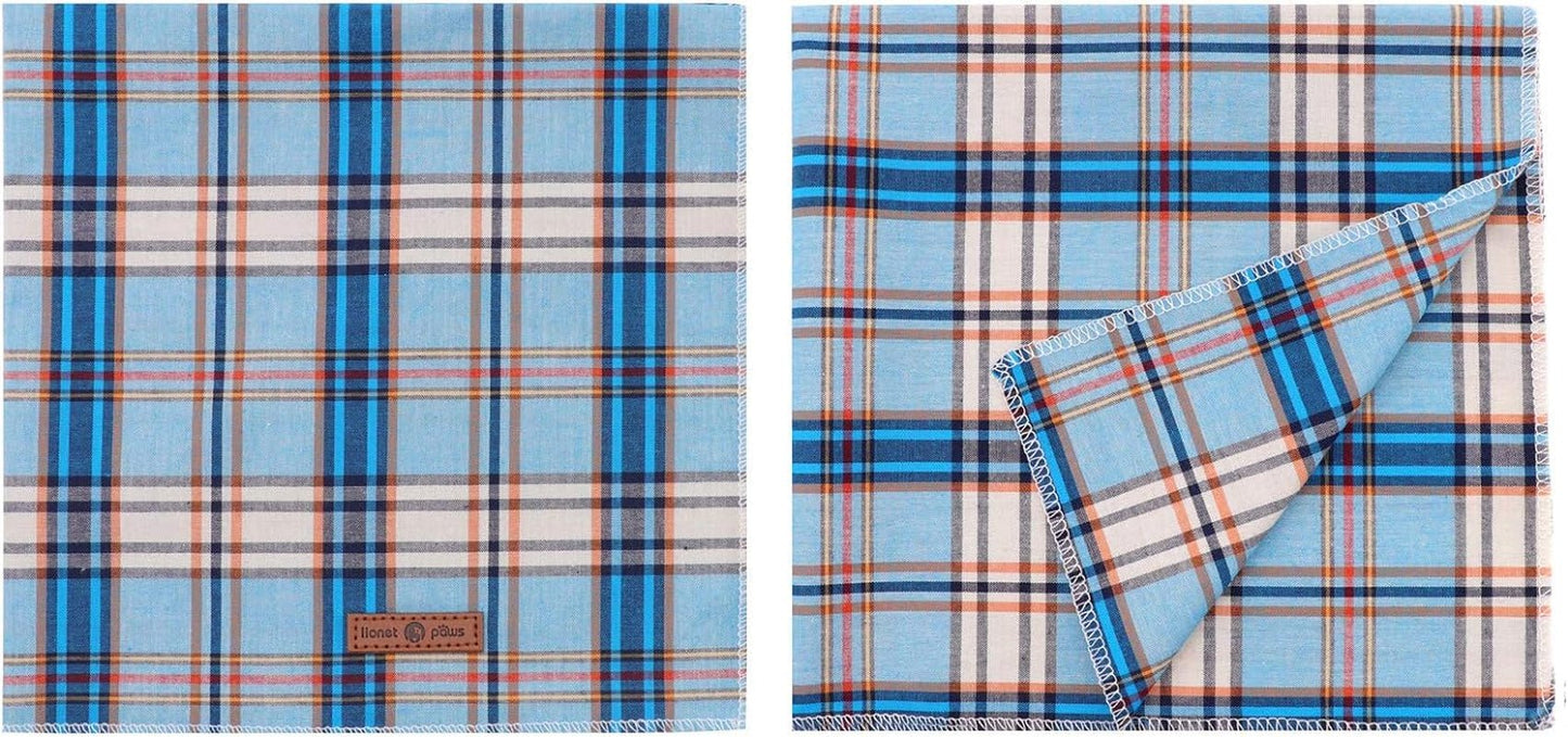 Dog Bandana for Small Medium Large Dogs, Cat Kerchief Blue Plaid, Triangle Bibs Scarf for Girl or Boy - FurrrBabies & More! - 313042194119