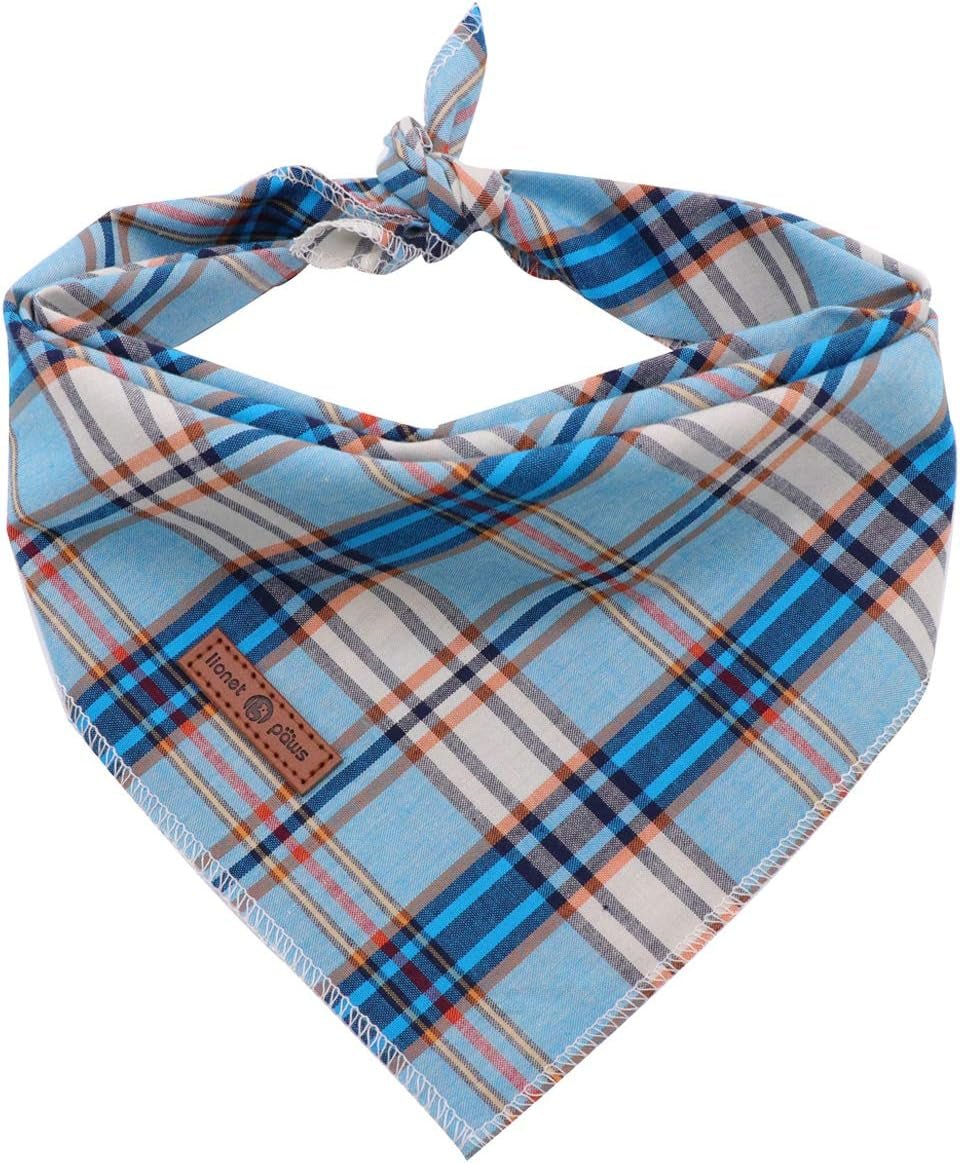 Dog Bandana for Small Medium Large Dogs, Cat Kerchief Blue Plaid, Triangle Bibs Scarf for Girl or Boy - FurrrBabies & More! - 313042194119