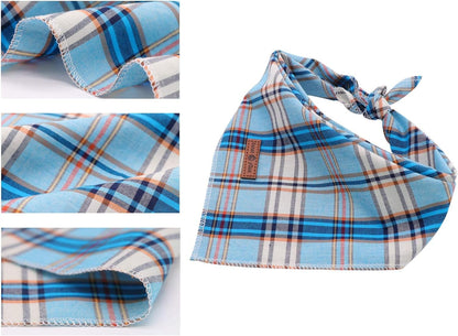 Dog Bandana for Small Medium Large Dogs, Cat Kerchief Blue Plaid, Triangle Bibs Scarf for Girl or Boy - FurrrBabies & More! - 313042194119