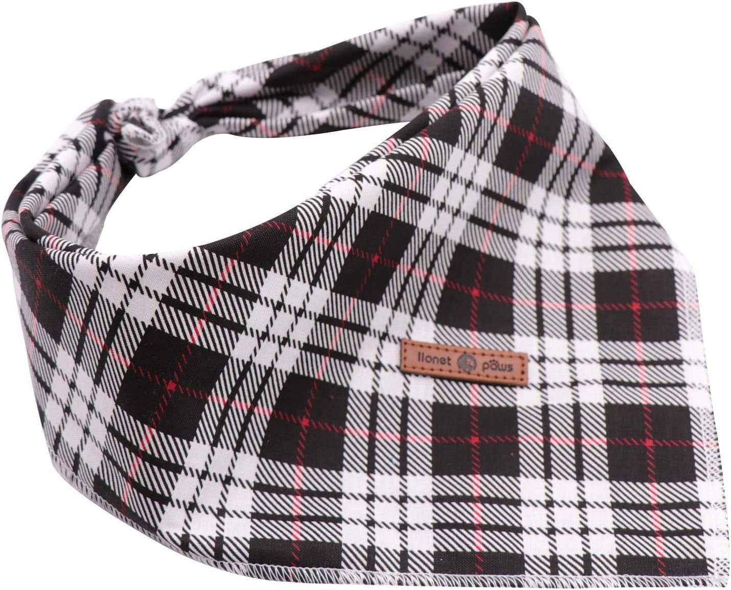 Dog Bandana Washable Cotton Handkerchief Scarf Triangle Bandana for Small Medium Large Dogs Black Grid - FurrrBabies & More! - 744759517333