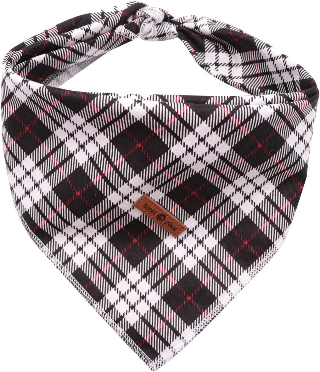 Dog Bandana Washable Cotton Handkerchief Scarf Triangle Bandana for Small Medium Large Dogs Black Grid - FurrrBabies & More! - 744759517333