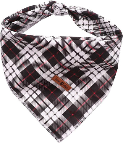Dog Bandana Washable Cotton Handkerchief Scarf Triangle Bandana for Small Medium Large Dogs Black Grid - FurrrBabies & More! - 744759517333