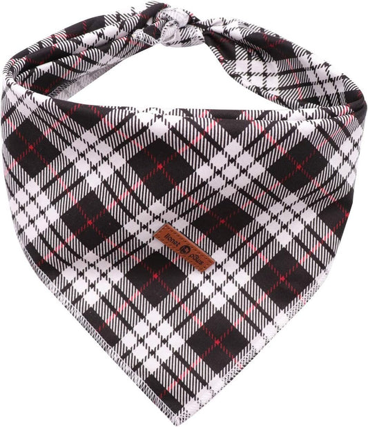 Dog Bandana Washable Cotton Handkerchief Scarf Triangle Bandana for Small Medium Large Dogs Black Grid - FurrrBabies & More! - 744759517333