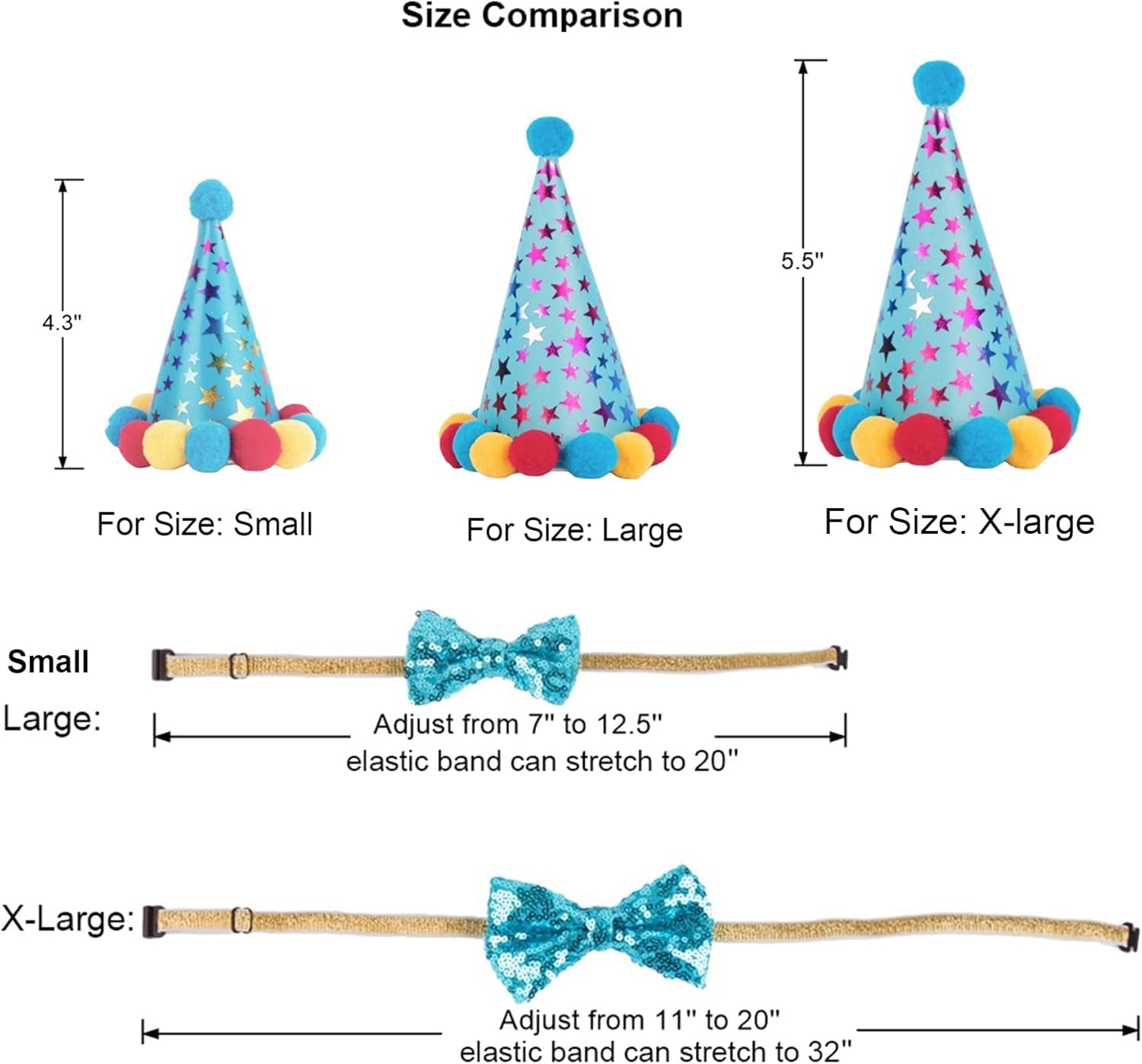 Dog Birthday Bandana Scarf and Blue Boy Pet Birthday Party Hat with Cute Bow Tie for Medium Large Dog Pet (Large) - FurrrBabies & More! - 744110072037