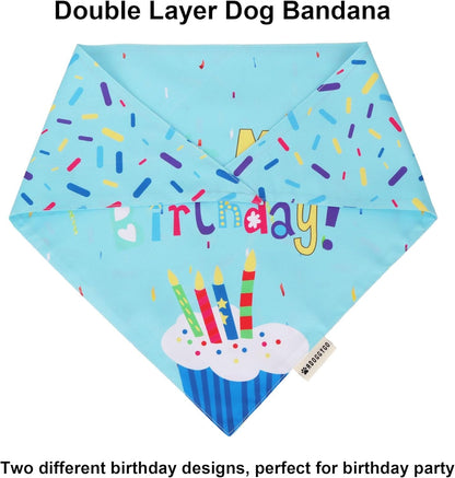 Dog Birthday Bandana Scarf and Blue Boy Pet Birthday Party Hat with Cute Bow Tie for Medium Large Dog Pet (Large) - FurrrBabies & More! - 744110072037
