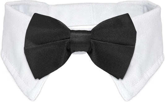 Dog Bow Tie, Pet Bowtie Collar Black, Adjustable White Pet Tuxedo Collar with Black Dog Neck Bow Tie for Medium Large Boy Dogs Wedding Formal Tuxedo Suit Tux Outfits Birthday Costumes - FurrrBabies & More! - 7445029051078