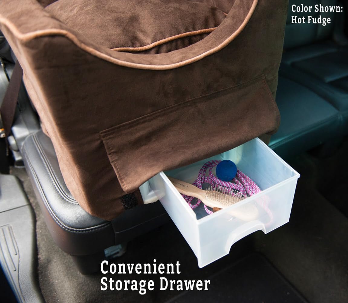Dog Car Seat with Storage Tray: Lookout II Dog Booster Car Seat for Pets up to 18Lbs, Helps Alleviate Travel Sickness & Fear for Dogs, Removable Washable Cover – Black Quilted, Size Small - FurrrBabies & More! - 7445002683630