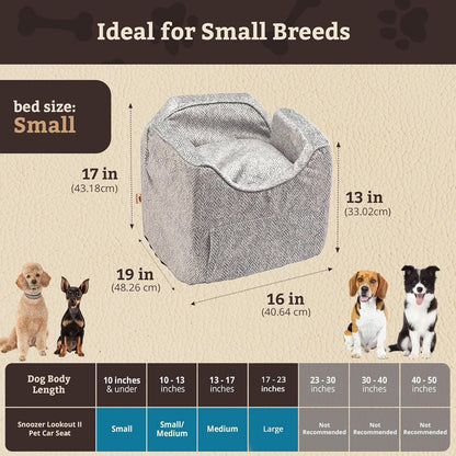 Dog Car Seat with Storage Tray: Lookout II Dog Booster Car Seat for Pets up to 18Lbs, Helps Alleviate Travel Sickness & Fear for Dogs, Removable Washable Cover – Palmer Dove, Size Small - FurrrBabies & More! - 313049759786