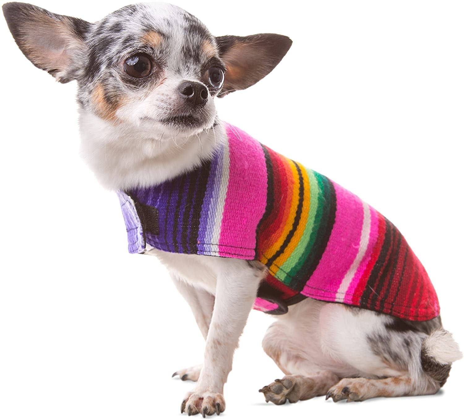 Dog Clothes - Handmade Dog Poncho - Cinco De Mayo Chihuahua Costume from Authentic Mexican Blanket (Pink, XXS) - FurrrBabies & More! - 7445048346360