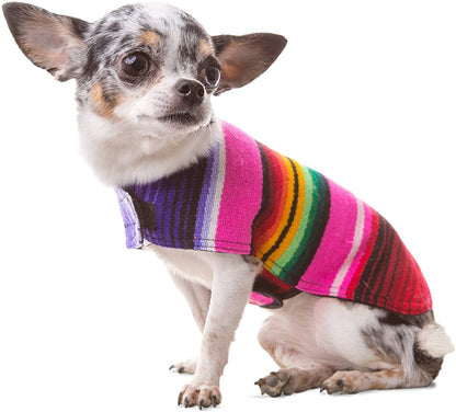 Dog Clothes - Handmade Dog Poncho - Cinco De Mayo Chihuahua Costume from Authentic Mexican Blanket (Pink, XXS) - FurrrBabies & More! - 7445048346360