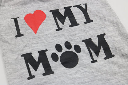 Dog Clothes Puppy Shirts I Love My Mom Dog T Shirt for Small Dogs, Small, Grey - FurrrBabies & More! - 313111893844
