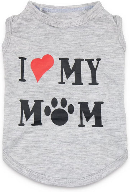 Dog Clothes Puppy Shirts I Love My Mom Dog T Shirt for Small Dogs, Small, Grey - FurrrBabies & More! - 313111893844