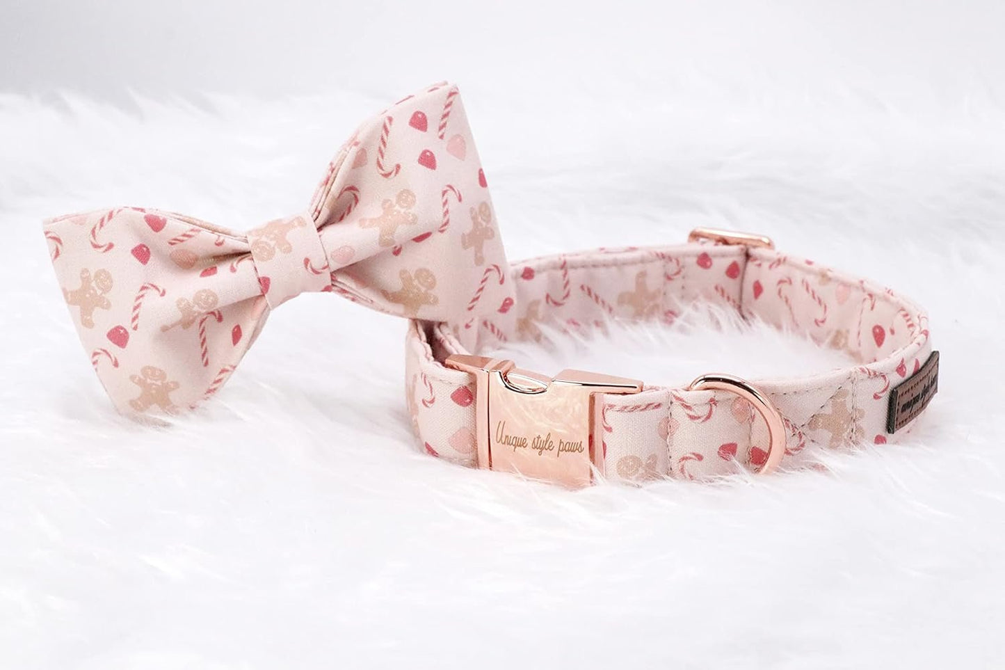 Dog Collar, Pet Collar Dog Bowtie Gift for Girl or Boy Dogs, Christmas Gingerbread Man Adjustable Dog Collar for X - Small Dogs - FurrrBabies & More! - 313089666617