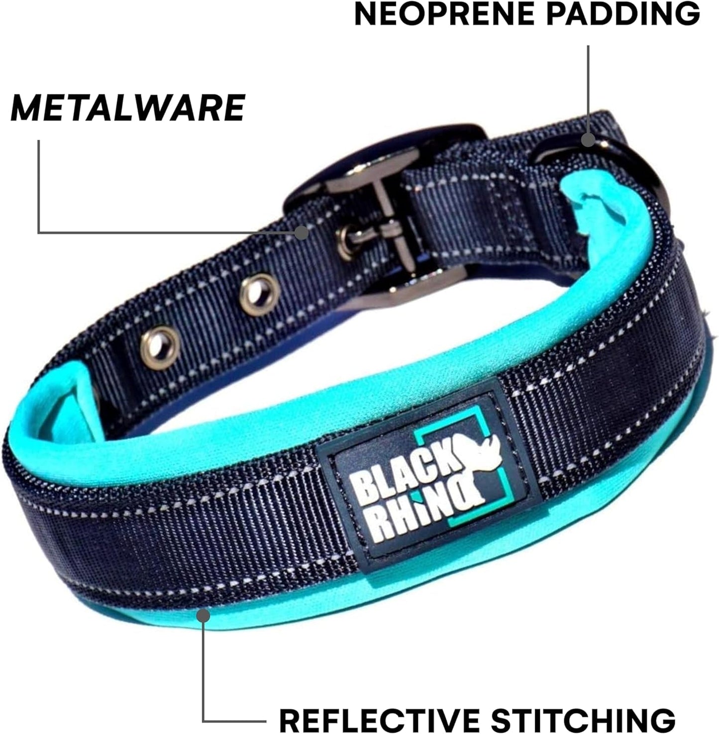 Dog Collars for Medium Dogs - Adjustable Reflective Heavy Duty Dog Collar with Ultra - Soft Neoprene Padding - Weatherproof, Durable, and Comfortable - Ideal for Active Dogs - Aqua and Gray - FurrrBabies & More! - 313111225270