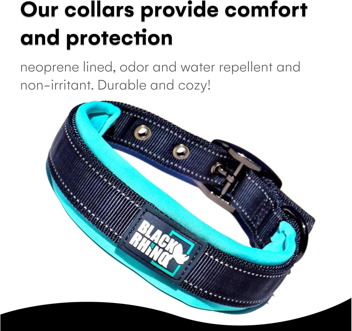 Dog Collars for Medium Dogs - Adjustable Reflective Heavy Duty Dog Collar with Ultra - Soft Neoprene Padding - Weatherproof, Durable, and Comfortable - Ideal for Active Dogs - Aqua and Gray - FurrrBabies & More! - 313111225270