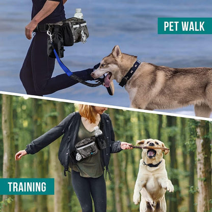 Dog Fanny Pack, Treat Pouch for Dog Walking, Training, Built in Poop Bag Dispenser, Water Bottle Holder, Collapsible Bowl, Pet Treat Waist Belt for Hiking, Running, Kibbles (Camo Black) - FurrrBabies & More! - 726084350601