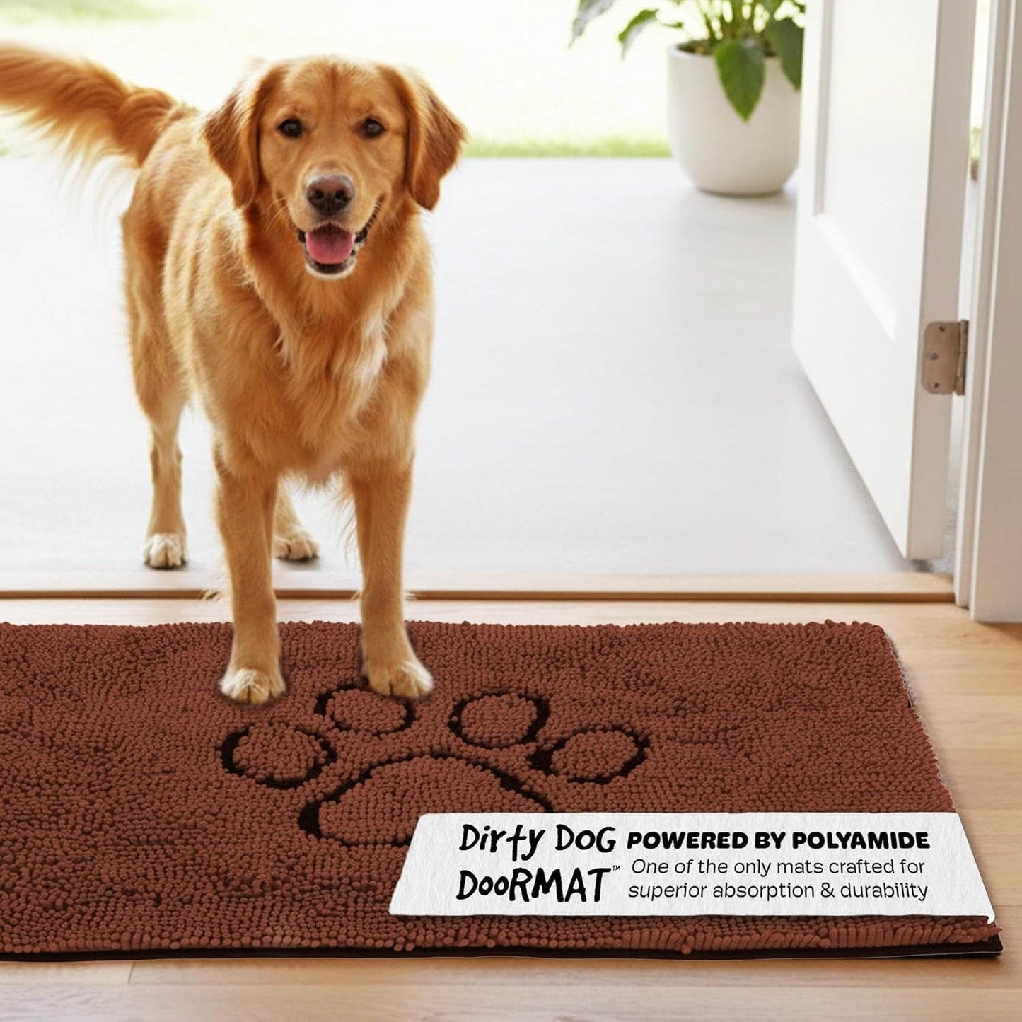 Dog Gone Smart Dirty Dog Doormat - Fast Drying Rug with Super Gripper Backing for Clean Floors - Super Absorbent and Machine Washable Mat for Muddy Paws - Brown - FurrrBabies & More! - 711181252170