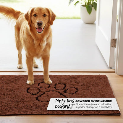 Dog Gone Smart Dirty Dog Doormat - Fast Drying Rug with Super Gripper Backing for Clean Floors - Super Absorbent and Machine Washable Mat for Muddy Paws - Brown - FurrrBabies & More! - 711181252170