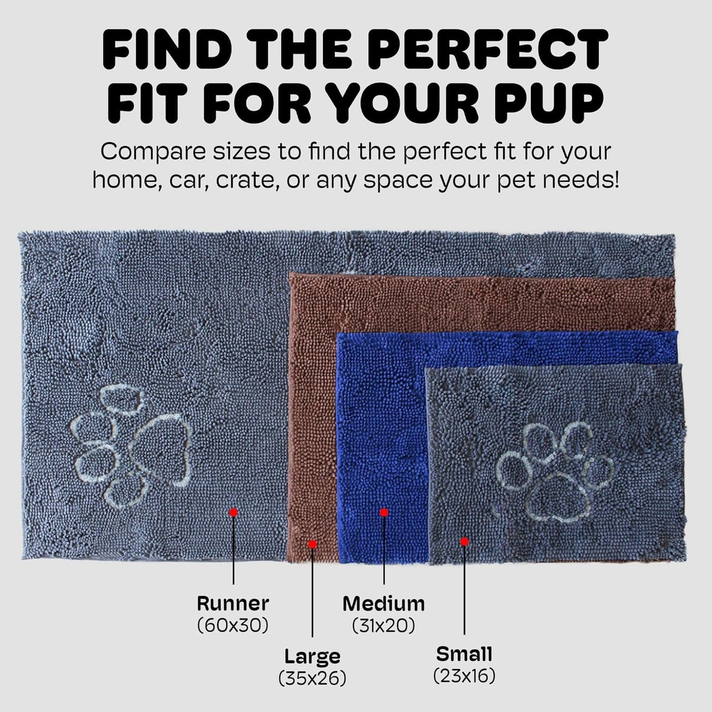 Dog Gone Smart Dirty Dog Doormat - Fast Drying Rug with Super Gripper Backing for Clean Floors - Super Absorbent and Machine Washable Mat for Muddy Paws - Brown - FurrrBabies & More! - 711181252170
