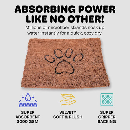 Dog Gone Smart Dirty Dog Doormat - Fast Drying Rug with Super Gripper Backing for Clean Floors - Super Absorbent and Machine Washable Mat for Muddy Paws - Brown - FurrrBabies & More! - 711181252170