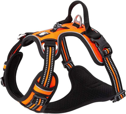 Dog Harness No Pull Nylon Reflective Pet Harness Adjustable Comfortable Control Step - In Brilliant Colors Truelove TLH56512 Orange - FurrrBabies & More! - 744759227874