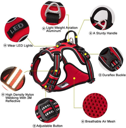 Dog Harness No Pull Nylon Reflective Pet Harness Adjustable Comfortable Control Step - In Brilliant Colors Truelove TLH56512 XS - FurrrBabies & More! - 313024467422