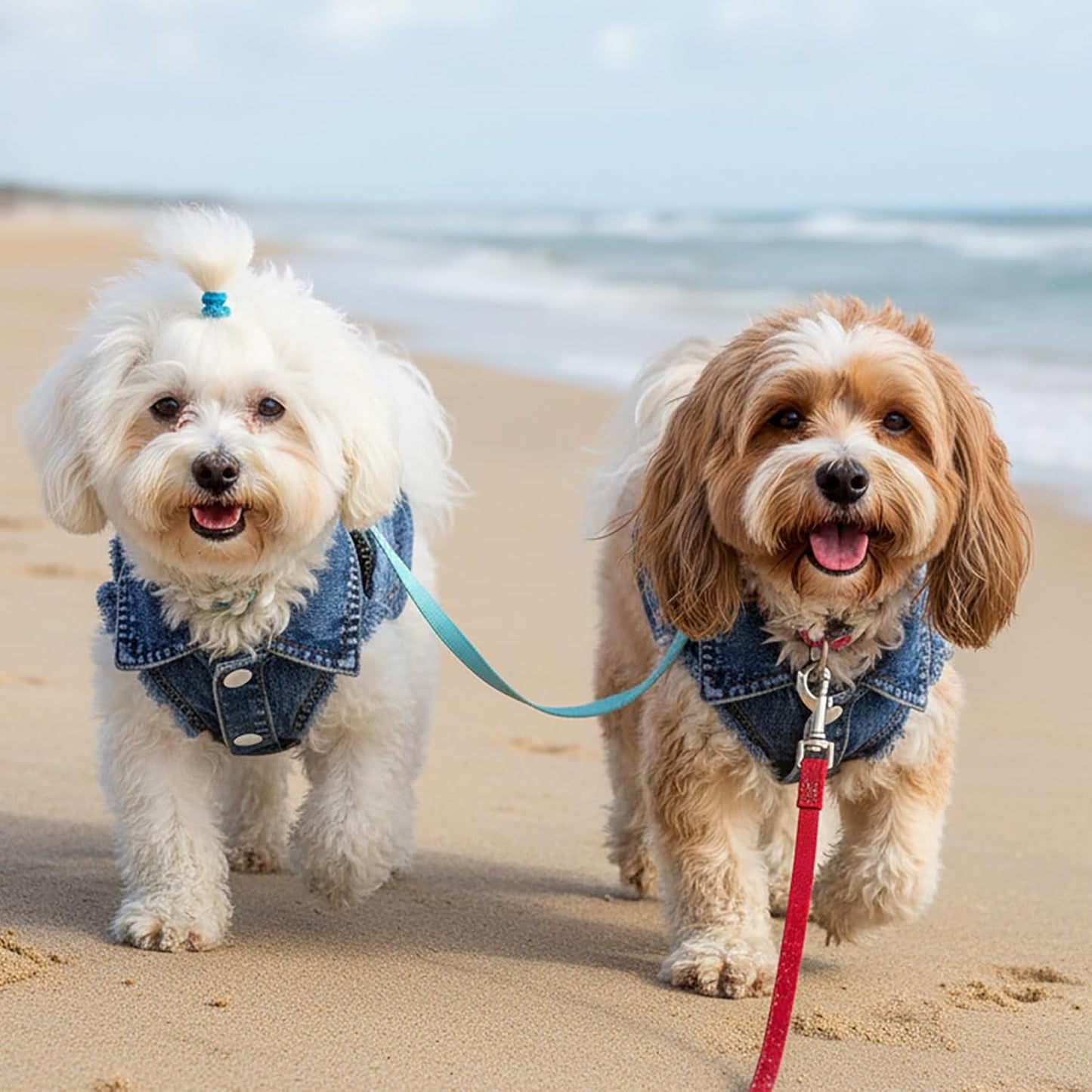 Dog Jean Jacket, Blue Denim Lapel Vest Coat T-Shirt Costume Girl Boy Puppy Clothes, Comfort and Cool Apparel for Small Medium Dogs Cats - FurrrBabies & More! - 313032730785