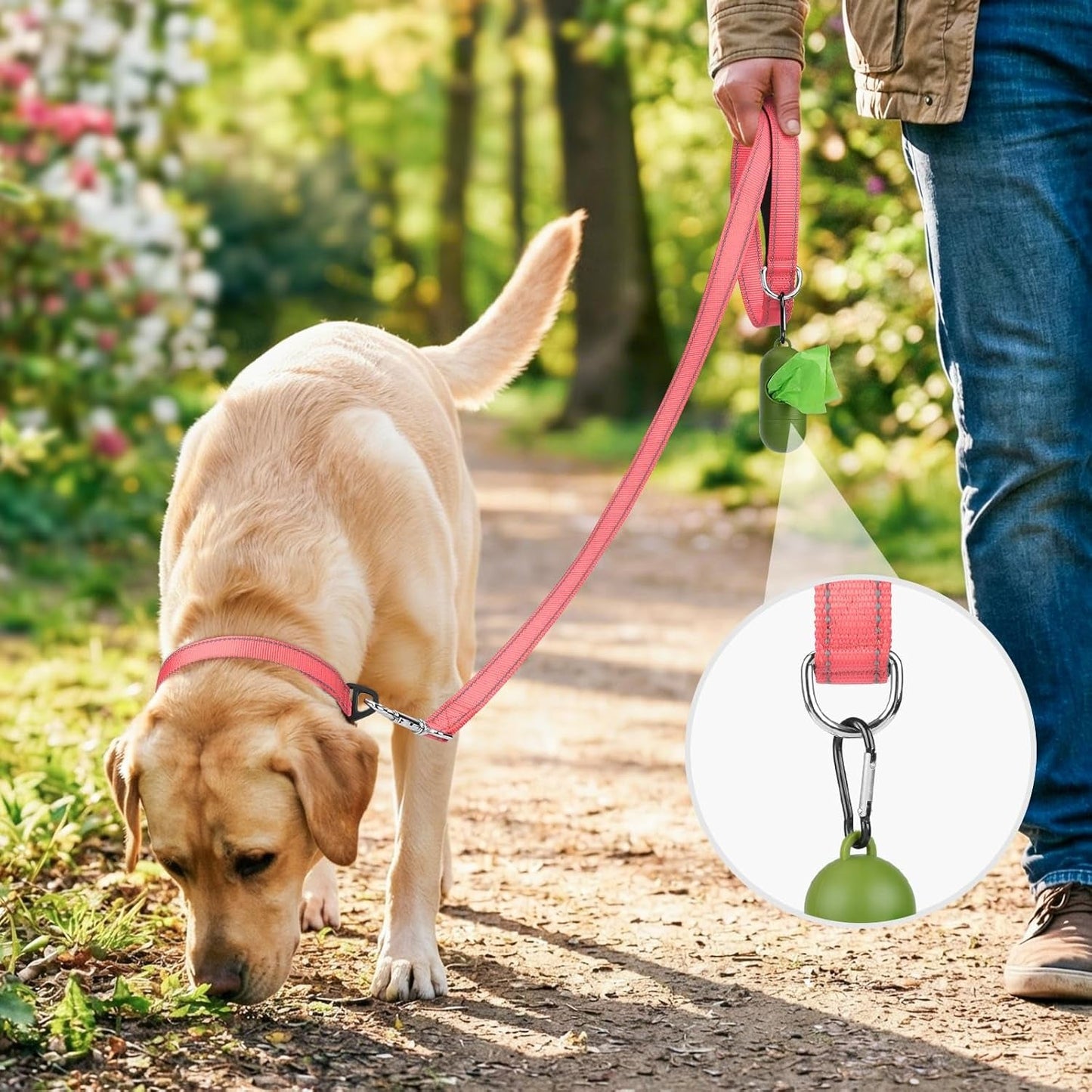 Dog Leash, 5 FT Double - Sided Reflective, Padded Handle Nylon Heavy Duty Leashes for Small Dogs Walking, Neon Pink - FurrrBabies & More! - 7445012299203
