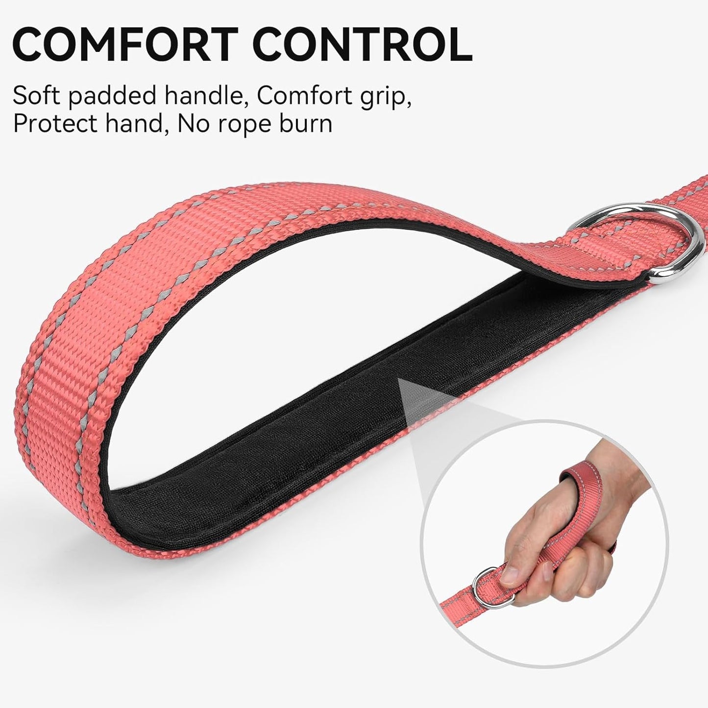 Dog Leash, 5 FT Double - Sided Reflective, Padded Handle Nylon Heavy Duty Leashes for Small Dogs Walking, Neon Pink - FurrrBabies & More! - 7445012299203